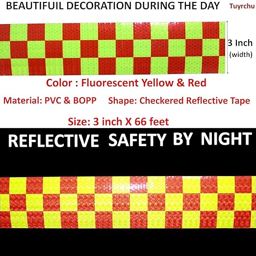 Reflective Tape 3 inch X 66 feet X 10 Rolls, Outdoor Waterproof Hazard Conspicuity Safety Warning Industrial Marking Tape