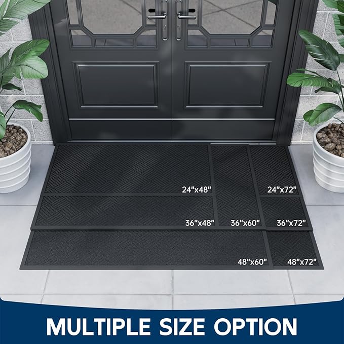 Front Door Mat Outside Entrance, 6' x 2' Heavy Duty Indoor Outdoor Door Mats for Entryway, Trap Dirt Outdoor Doormat Low Profile, Non Slip Welcome Mats for Front Door, Artificial Grass
