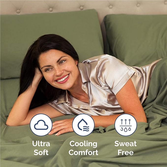 Full 6 Piece Sheet Set - Cooling & Breathable Bed Sheets - Hotel Luxury Bed Sheets for Women, Men, Kids & Teens - Bedding with Deep Pockets & Easy Fit - Soft and Wrinkle Free - Full Sage Green Sheets