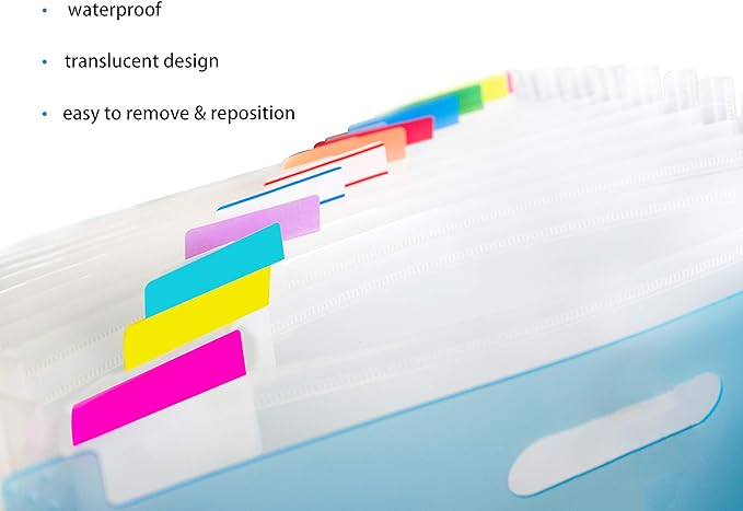 500 Pieces Tabs 2 Inch Sticky Index Tabs, Writable and Repositionable File Tabs Flags Colored Page Markers Labels for Reading Notes, Books and Classify Files, 21 Sets 10 Colors (Index Tabs)