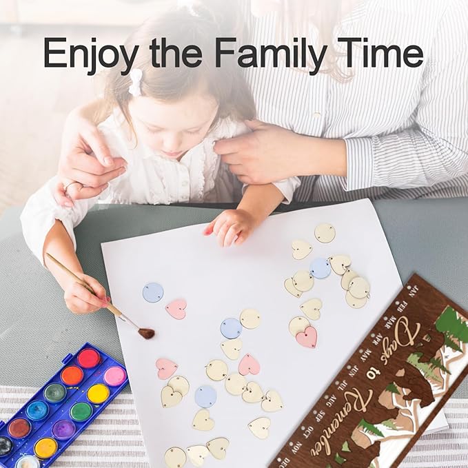 CHDITB 3D Days to Remember Birthday Calendar Wall Hanging(16”x7”), Woodland Bear Nursery Themed Family Birthday Reminder Tracker with Tags, Wooden DIY Gifts for Mother Grandma Friends Family