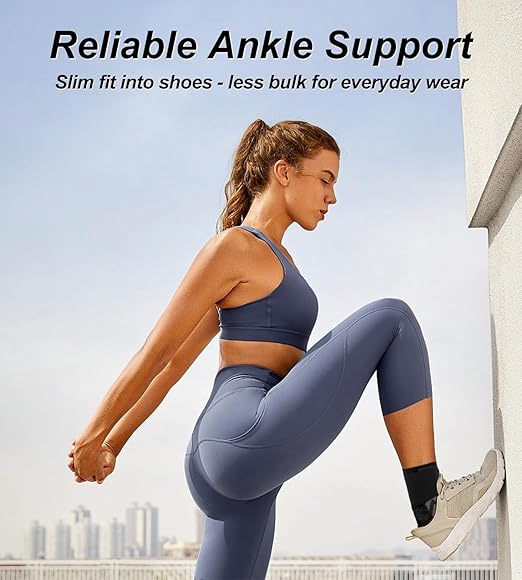 Quick Lace Ankle Brace with Custom Moldable Side Stabilizer Pads, Slim-Fit Adjustable Ankle Support for Men & Women, Ankle Stabilizer for Sprains, Injury Recovery, Running & Sports, L
