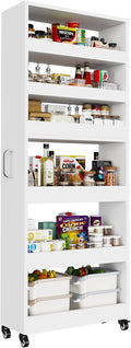 Slim Storage Cart, Lightweight 6 Tier Metal Rolling Utility Kitchen Cart on Weeels, Mobile Storage Shelving Unit Organizer for Bathroom Laundry Office(White, 10" D)