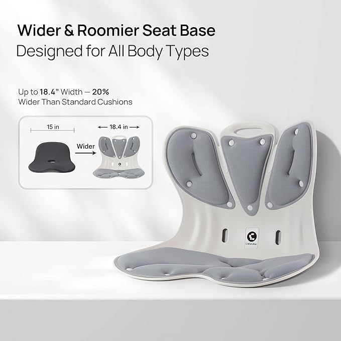 CabSupport Lumbar Support for Office Chair M5 Plus – Ergonomic Support Seat for Posture Correction and Lower Back Pain Relief – Extra Wide & Sturdy, Washable Pads for Office, Home, Car & Floor Sitting