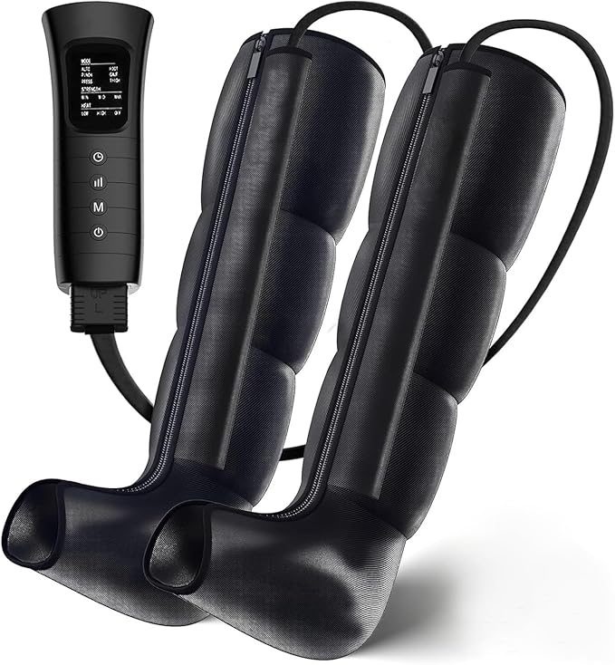 Leg Compression Massager for Circulation, Leg Massager Recovery System for Pain Relief, Full Compression Boots for Gym Home Use, Gifts for Athletes, Women, Men