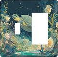 Outlet Covers Fantasy Sea World Sea Turtle Floral Plant 1 Toggle 1 Rocker Combination Decorative Wall Plate Electrical Switch Plates Light Switch Cover Plate for Kids Room Nursery Decor