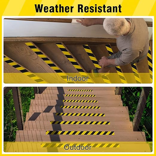 S&X Black/Yellow Anti Slip Tape, 6" x 33 FT, Heavy-Duty Grip Tape for Stairs Outdoor Waterproof Safety Non Skid Roll High Traction Non Slip Treads with Hard-Wearing Surface