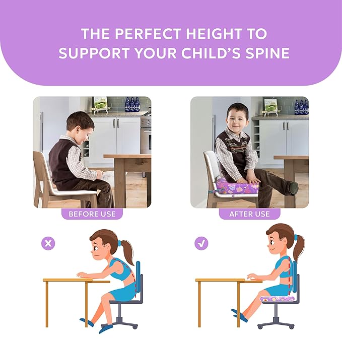 Toddler Booster Seat for Dining Table,Portable Kids Booster Seat - Adjustable, Non-Slip, Lightweight & Easy to Clean (Purple)