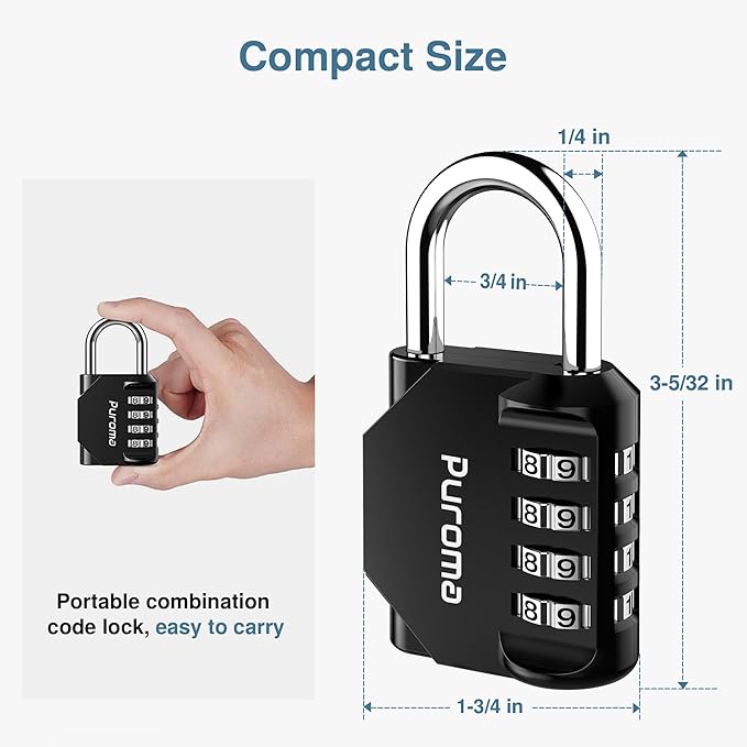 Puroma 4 Pack Combination Lock for Locker 4 Digit Outdoor Waterproof Padlock for School, Gym, Sports, Fence, Toolbox, Gate, Case, Outdoor, Hasp Storage, Cabinets (Red & Black)