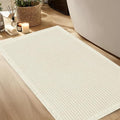 Hiasan Waffle Bath Mat, Super Absorbent Non Slip Bathroom Boho Rug with Tassels, Machine Washable Bath Mats for Bathroom, Ultra Soft Rubber Backed Rug, White, 24 x 60 Inches