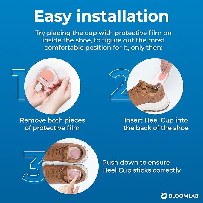 Gel Heel Pads, 2 Pack, for Achilles Tendonitis, Shoe Wedge Inserts for Plantar Fasciitis, Bone Spur, Foot Pain Relief Support, Comfort Cushion Insoles for Women/Men