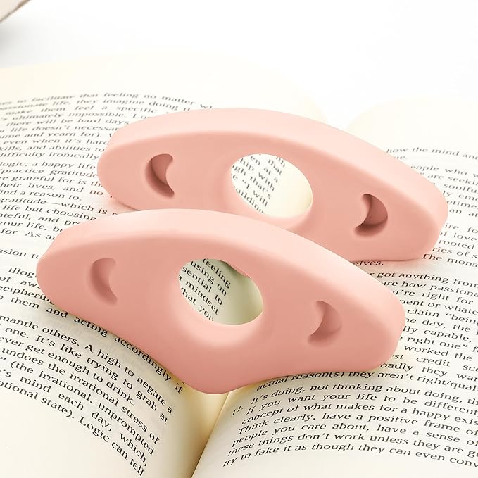 Book Page Holder, 2 Pack Breathable Silicone Thumb Page Holder for Reading, Ideal Book Reader Gifts and Reading Accessories（Small Size, Pink