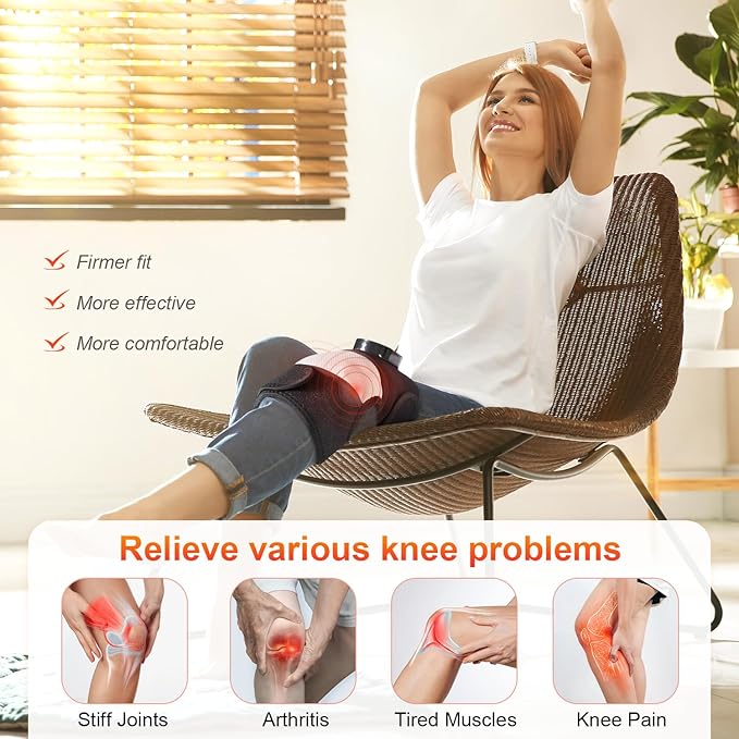 YUANBO Electric 3-in-1 Cordless Heated Massager with Heat for Knee Elbow Shoulder Wrap with 3 Vibration & Heating Modes (2 Pack)
