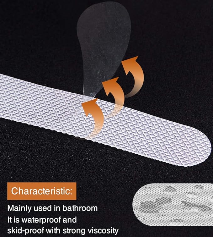 Original Anti Slip Shower Stickers, Safety Bathtub Strips Adhesive Decals with Premium Scraper for Bath Tub Shower Stairs Ladders Boats