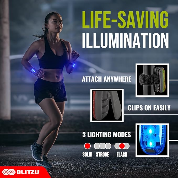4 Pack LED Safety Light, Clip on Reflective Gear Lights for Walking at Night, Running, Jogging, High Visibility Strobe Light Accessories for Runners, Kids, Hiking, Kayak, Cycling, Camping, Boat