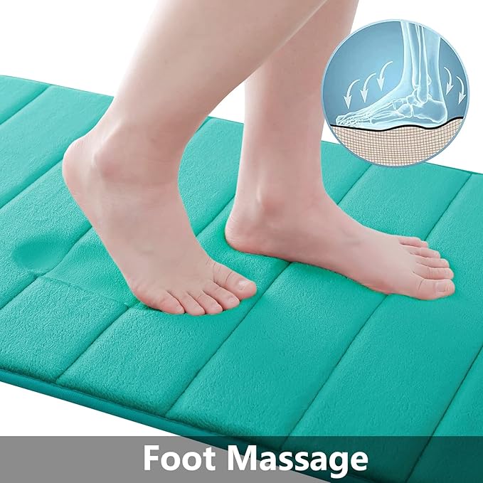 Buganda Memory Foam Bath Mat, 60" x 24", Ultra Soft and Non-Slip Bathroom Rugs, Water Absorbent and Machine Washable Bath Rug Runner for Bathroom, Shower, and Tub, Teal