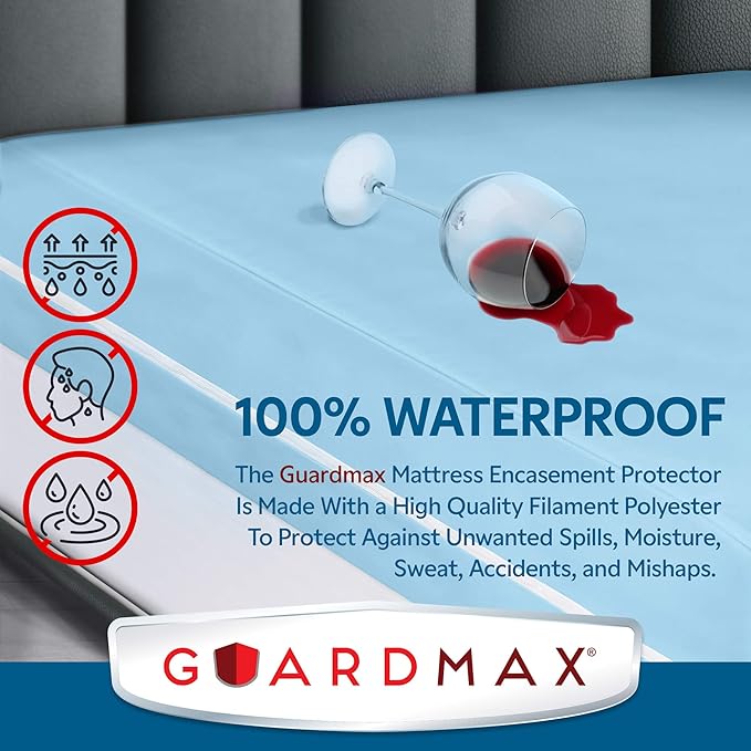 Guardmax Jersey Knitted California King Zippered Mattress Encasement - Waterproof & Bed Bug Proof Mattress Protector - Comfortable, Soft, and Noiseless Zippered Bedding - Dust Mite Proof (72 x 84)