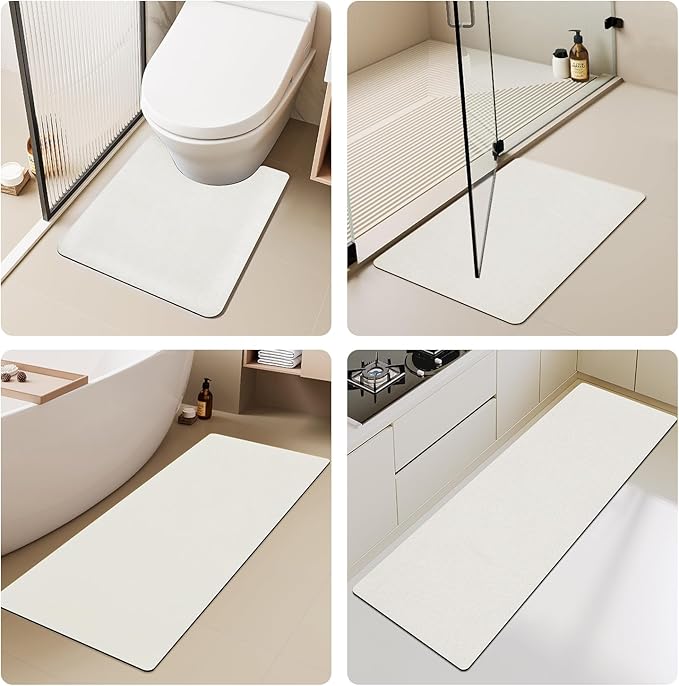 White Bath Mat, Bathroom Rugs Non Slip Washable Thin Absorbent Quick Dry Bath Mat Fits Under Door Bathroom Floor Mat Perfect for Bath, Shower, or Sink 20"x30" White