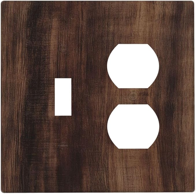 Decorative Outlet Covers Rustic Farmhouse Brown Wood Barn Door 2 Gang Duplex Light Switch Cover Plate Gfci Wall Plate Plug Switch Plate Covers for Bathroom Decor