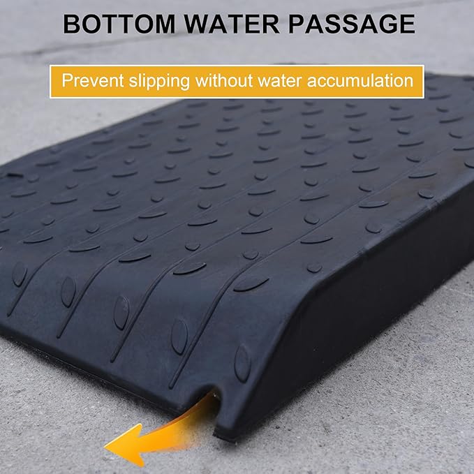 OrangeStar Rubber Threshold Ramp for Doorways, 4" Rise Non-Slip Wheelchair Ramp, 33000lbs Load Capacity, Rubber Curb Ramp for Wheelchair, Scooter