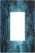 Outlet Covers Teal Full Moon Forest 1 Gang Wall Plate Single Rocker Light Switch Cover Turquoise Decorative GFCI Receptacle Cover Electrical Switchplate for Bathroom Bedroom Decor