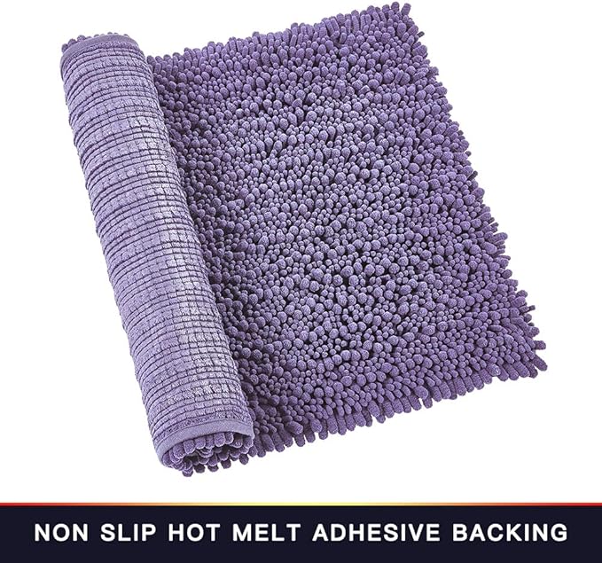Walensee Bathroom Rug Non Slip Bath Mat (36x24 Inch Lavender) Water Absorbent Super Soft Shaggy Chenille Machine Washable Dry Extra Thick Perfect Absorbant Best Large Plush Carpet for Shower Floor
