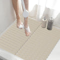 Shower Mat Non-Slip Bath Mat for Tub and Shower Stall,200+ Suction Cups with Drain Holes, Quick Dry Machine Washable, Extra Grip for Stand Up Showers, Bathroom Essentials 24x24 Inch (Light Brown)
