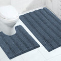 Turquoize Bathroom Rugs Set Non-Slip Bath Mats for Bathroom Super Absorbent Shaggy Rugs for Tub Shower Toilet Soft Plush Bath Rug Plus U Contour Rug (Oversized: 24" x 36" and 20" x 24" U), Blue Indigo