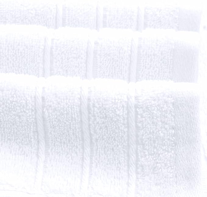 Tens Towels Pack of 8 Towels Set, 2 Extra Large Bath, 2 Hand, 4 Washcloths, 100% Cotton, Lighter Weight, Quicker to Dry, Super Absorbent, Perfect for Bathroom, White