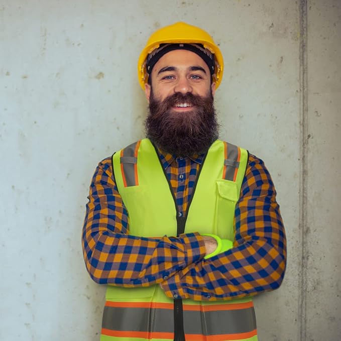 High visibility Class 2 Safety Vest，Hi Vis Vest with 2 inch wide Reflective Strips，Construction vest for men