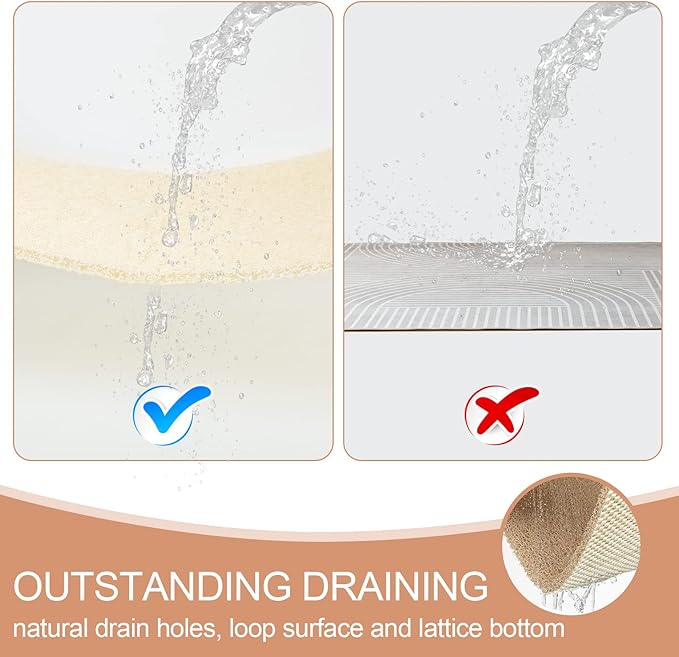 Joyhalo Shower Mat Bathtub Mat Non Slip, Bathmats Non Slip, Quick Drying Foot Scrubber Loofah Mats for Shower, Tub, Bathroom, Home, 17x24inch, Beige