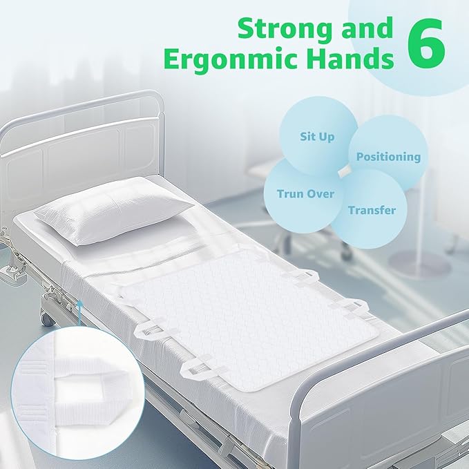Incontinence Bed Pads Whasbable: 4 Pcs Waterproof Bed Pads for Elderly with 6 Handles, Reusable Bed Underpads, Positioning Bed Pads for Incontinence Adult, Bedwet,Kids,Bedridden,Hospitals, 34x36 Inch