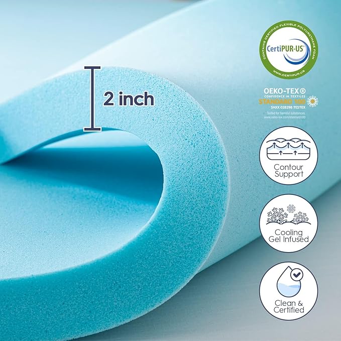 ELEMUSE Full Size Dual Layer 3 Inch Memory Foam Mattress Topper for Pressure Relief, Breathable Pillow Top Mattress Pad with Deep Pocket, Enhanced Support, Non-Slip Design & Removable & Washable