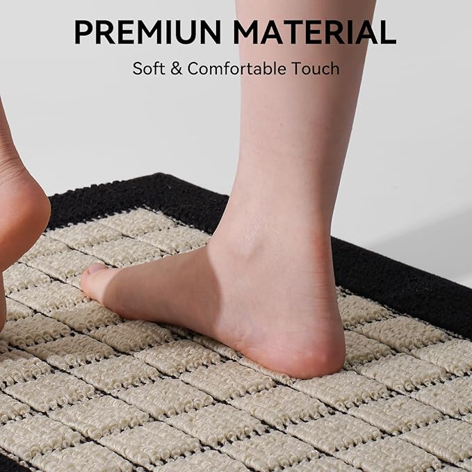 Kitchen Mats for Floor 17"x30", Non-Slip Washable Kitchen Rugs, Absorbent and Stain Resistant Kitchen Rug, Durable Comfortable Rugs for Kitchen, Hallway, Laundry & Sink, Black