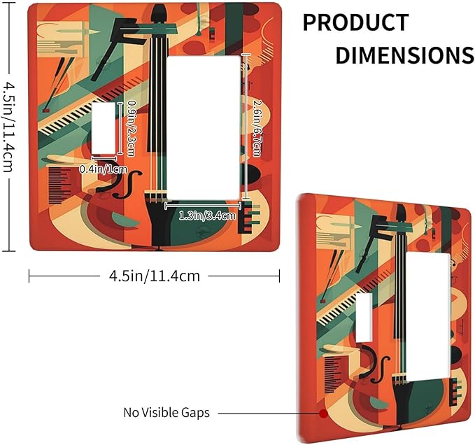 Outlet Covers Violin Abstract Jazz Colorful Painting 1 Toggle 1 Rocker Combination Decorative Wall Plate Electrical Switch Plates Light Switch Cover Plate for living Room Office Decor