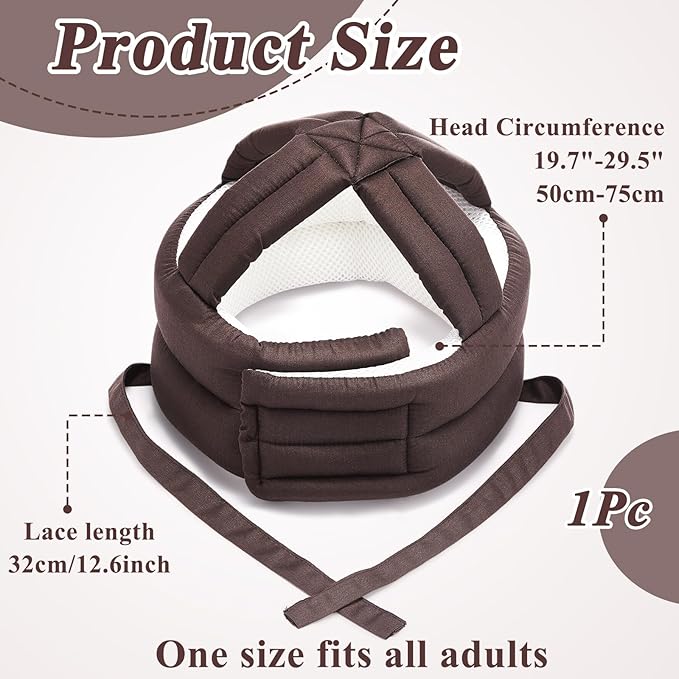 Woanger 2 Pcs Anti Fall Elder Head Safety Helmet for Adults Special Needs Thick Soft Protective Hat Adjustable Seniors Fall Prevention Head Protection Cap Elderly Helmet for Injury Protection (Coffee)