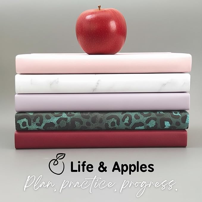 Life & Apples Daily Wellness Journal - Guided Journal & Planner for Wellbeing, Gratitude & Healthy Routines | Food & Fitness Journal, Habit Tracker, Weight Loss Diary | Undated A5 Black