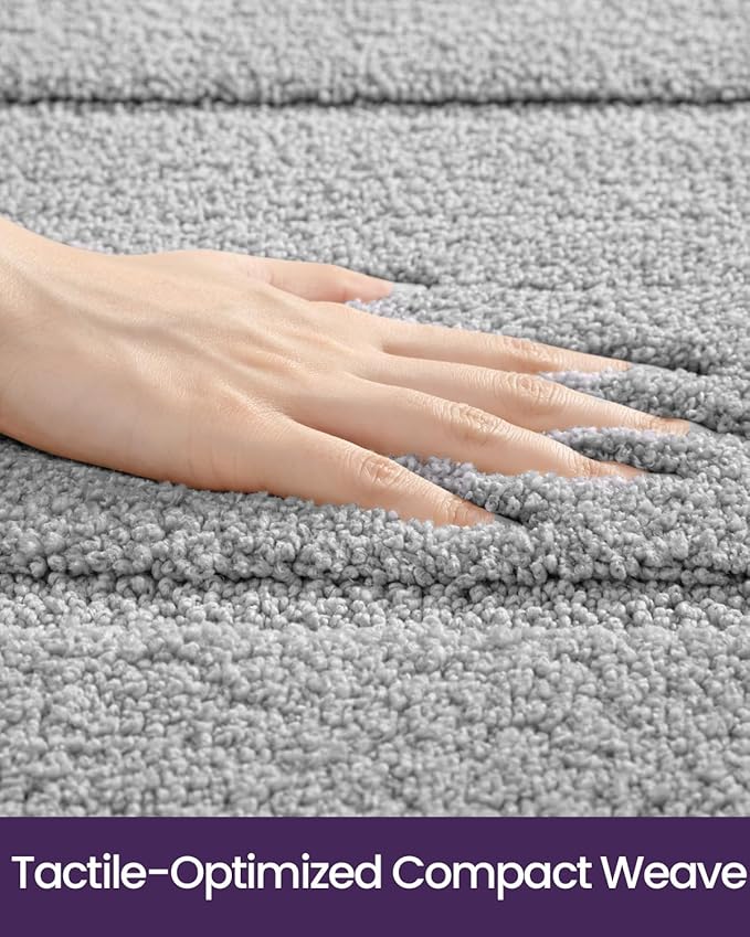 DEXI Bathroom Rugs 36x24, Washable Non Slip Bath Mat for Shower Floor, Absorbent Quick Dry Bathmat with Rubber Backing, Ultra Soft Plush Carpet for Tub, Light Grey