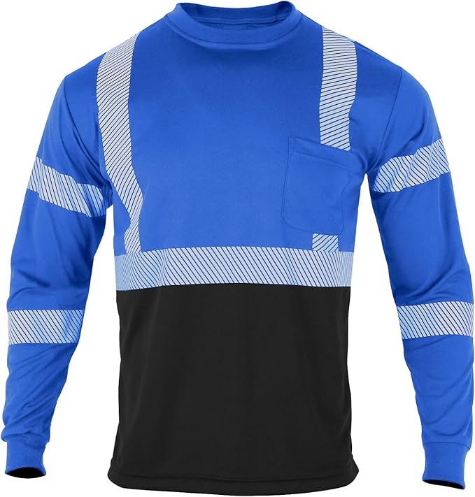 VENDACE 3pcs Safety T Shirts Reflective High Visibility Hi Vis Long Sleeve Construction Work Shirts for Men Class 3