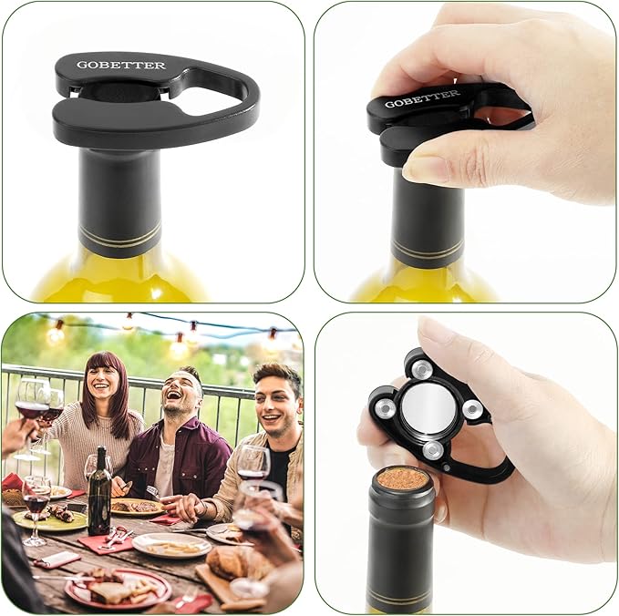 GOBETTER 2 Pcs Wine Foil Cutter Magnetic Design, 4 Stainless Blades Foil Remover Wine Bottles Opener Accessory, Removes Foil Top Effortlessly for Wine Lovers, Black/Red