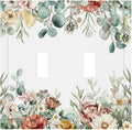 Decorative Switch Plates Vintage Boho Floral Leaves Rustic Sage Botanical 2 Gang Double Toggle Outlet Light Switch Cover Wall Plate Electrical Faceplate for Bedroom Home Decor
