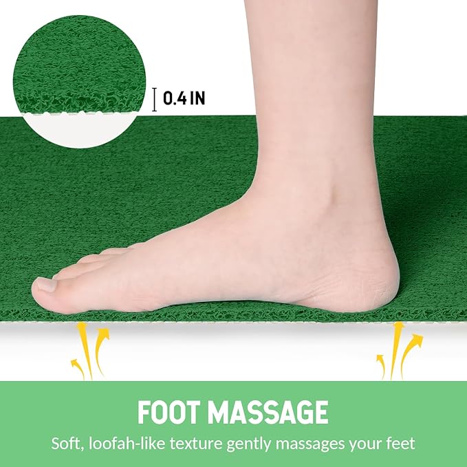 Non-Slip Bathtub Mat, Anti Slip Shower Mat, Fast Drying Bathtub Mats, Foot Scrubber Mat, Anti Slip Mat for Tub, Floor, Bathroom, Kitchen, Home, Hotel (Dark Green 24"×16")
