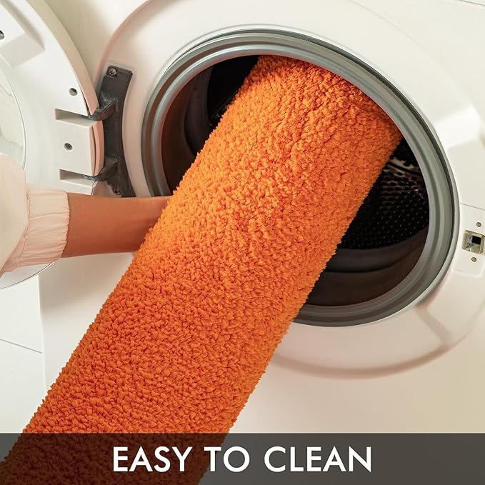 MIULEE Orange Extra Thick Non Slip Bathroom Rug Shaggy Soft Bath Mat Plush Microfiber Absorbent Water for Shower Tub Machine Washable (16x60 Inches)