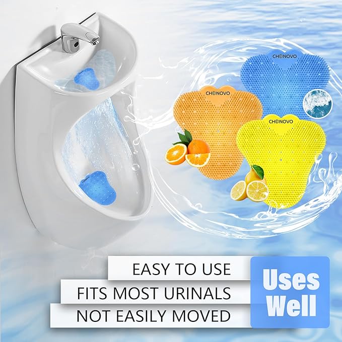 Urinal Screen Deodorizer 36 Pack,Urinal Cakes Deodorizer Bulk Urinal Mats Screens Scented Anti Splash Urinal Pads for Men Bathroom Office School (12 Pcs Ocean Breeze 12 Pcs Lemon 12 Pcs Orange)
