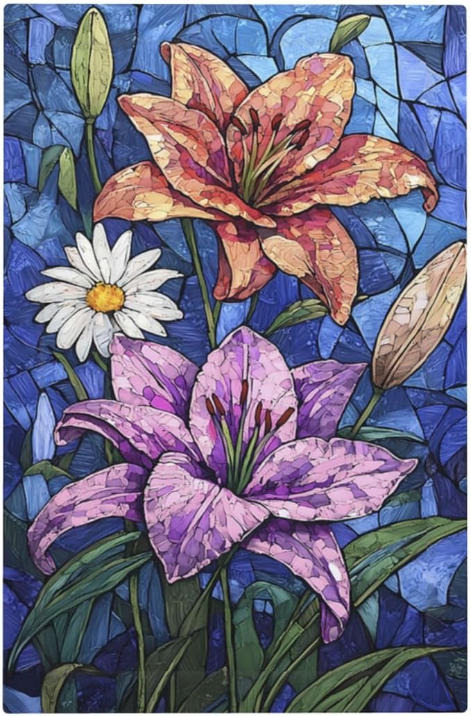 Light Switch Cover Plate Vintage Colorful Flower Oil Painting Style 1 Gang No Device Blank Electrical Wall Plates Faceplate Decorative Switch Plate for Bedroom Bathroom Decor