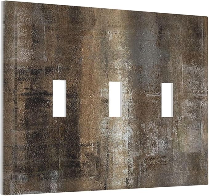 Decorative Switch Plates Old Vintage Copper Rustic Rusty Modern Tan Brown 3 Gang Wall Plate Triple Toggle Light Switch Cover Faceplate Electrical Wall Panels for Farmhouse Cabin Decor