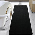 LOCHAS Luxury Bathroom Rug Shaggy Bath Mat 24 x 48 Inch, Washable Non Slip Bath Rugs for Bathroom Shower, Soft Plush Chenille Absorbent Carpets Mats, Black