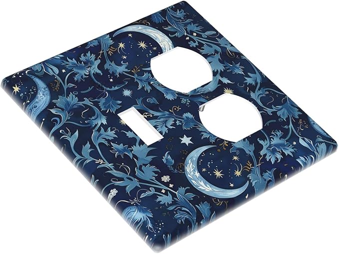 Wallplates Vintage Moon And Flowers Decor Floral William Morris 1 Toggle 1 Duplex Switch Plate Electrical GFCI Faceplate Decorative Light Switch Covers for Bedroom Kids room Decor