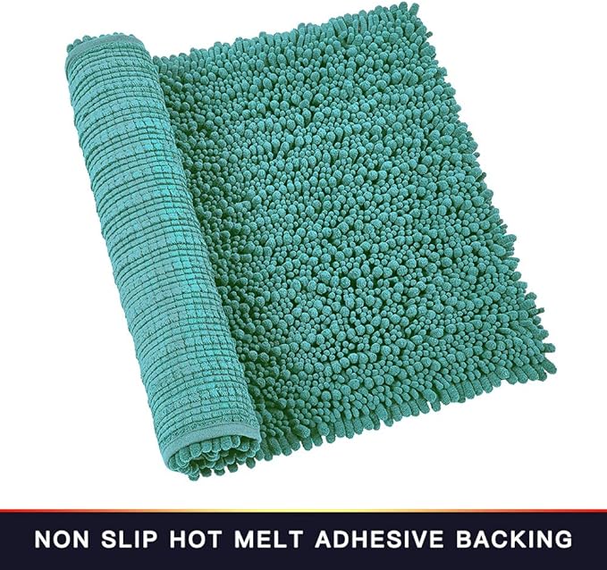 Walensee Bathroom Rug Non Slip Bath Mat (32x20 Inch Turquoise) Water Absorbent Super Soft Shaggy Chenille Machine Washable Dry Extra Thick Perfect Absorbant Best Large Plush Carpet for Shower Floor