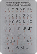 For beginners: 7.25 x 4.7 in Braille Learning Board with Raised Dots, Numbers, Punctuation - Aluminum Tactile Teaching Aid for Visually Impaired
